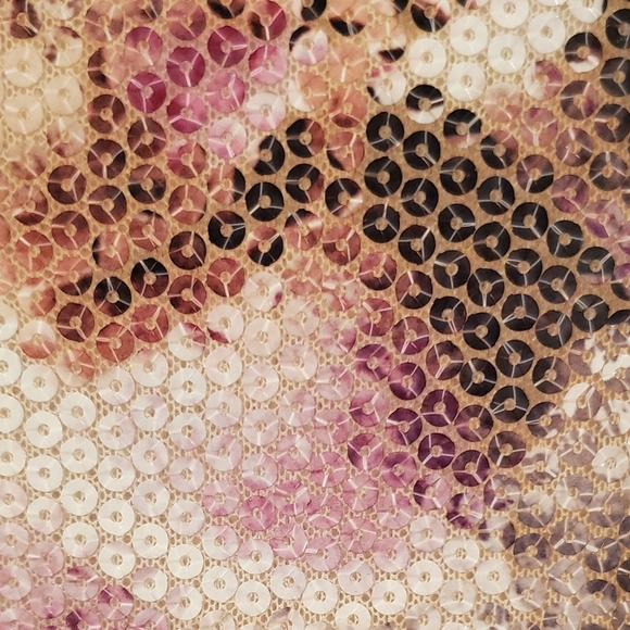 Xhilaration Sleeveless Gray Pink Floral Graphic Sequin Racerback Tank Top Size L - Picture 4 of 6